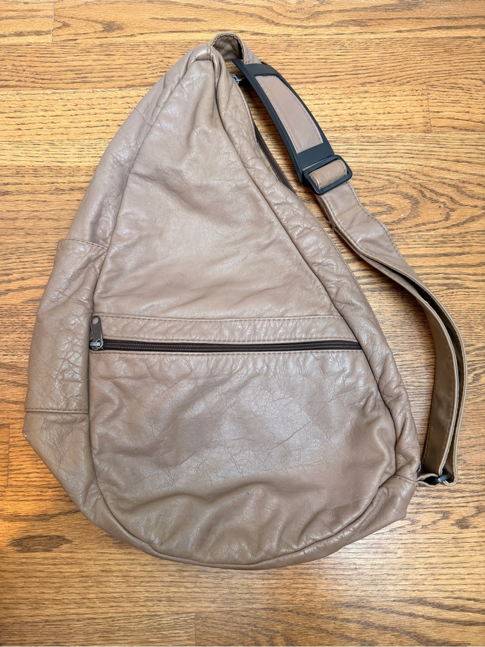 Ameribag Healthy Back sling Bag genuine leather tear drop shape